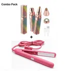 2-in-1 Painless Eyebrow & Nose Hair Remover with Light and Mini Hair Straightener 
