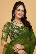 Silk Woven Design Saree for Women, Olive 