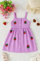 Rayon Embroidered Frocks for Girls (Lavender, 0-6 Months)