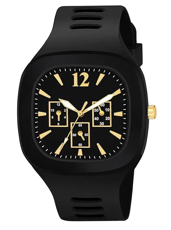 Square Dial Analog Watch for Kids (Black)