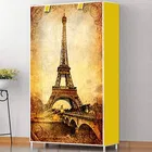Lightweight 6 Layer PVC [Plastic] Multipurpose Organiser with Yellow Eiffel Tower Print zip cover [DIY] Do-It-Yourself