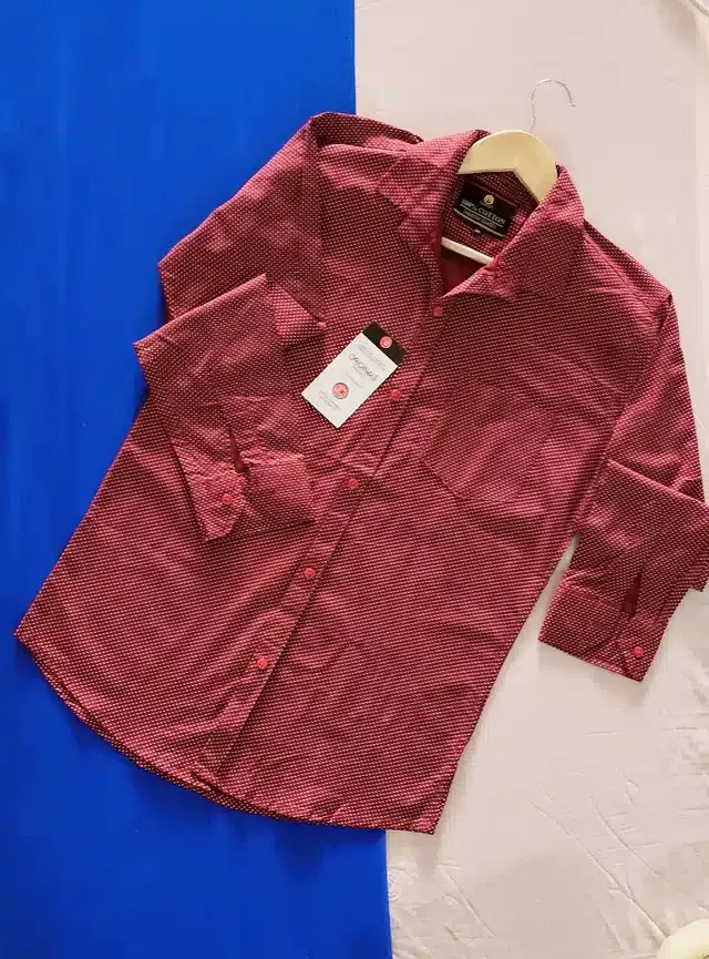 Casual Shirt for Men (Maroon, L)