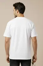 Polyester Printed T-shirt for Men, White 