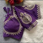 Silk Embroidered Blouse for Women, Purple 