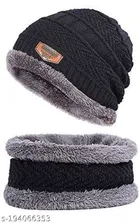 Woolen Beanie Cap with Neck Scarf for Men 
