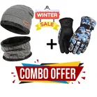 Woolen Cap with Neck Warmer & Hand Gloves for Men & Women 