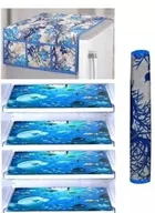 Knit Printed Fridge 4 Pcs Mat with Handle & Top Cover 