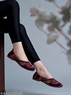 Shoetopia Maroon Printed Mesh Mules 