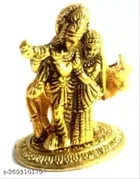 Metal Radha Krishna Idol with Diya 