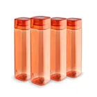 CELLO H2O Squaremate Unbreakable Plastic Water Bottle 1 Liter (Orange, Pack of 4)