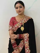 Bollywood Black Chiffon/Satin Embroidered Saree for Women