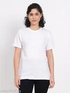 Round Neck T-Shirt for Women (White, L)