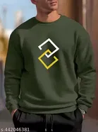 Square Printed Fleece Sweatshirt for Men 
