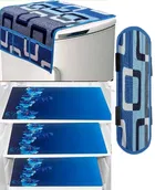 PVC Printed Fridge Top Cover with 3 Pcs Shelf Mats & Handle Cover 
