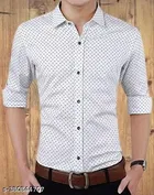 Cotton Blend Printed Shirts for Men, White & Beige, Pack of 2 