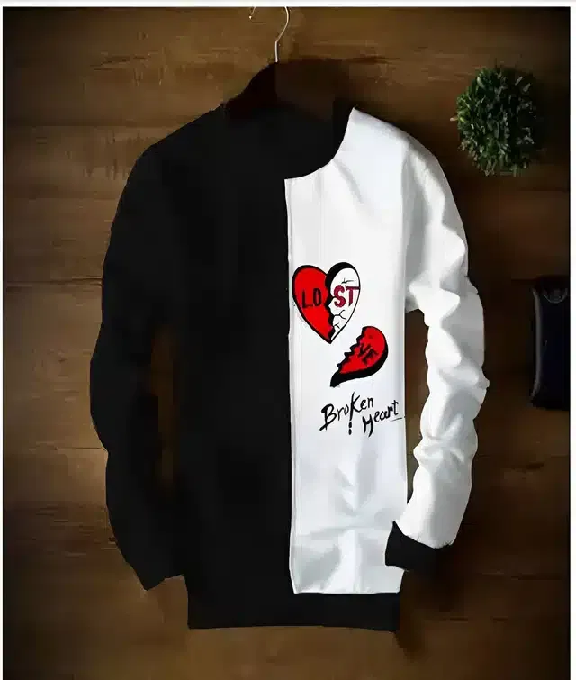 Full Sleeves T-Shirt for Men (Black & White, L)