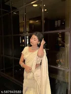 Chiffon Embellished Saree For Women, White