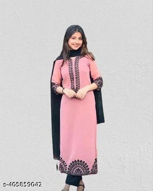 Kurta Set for Women (Pink, M)