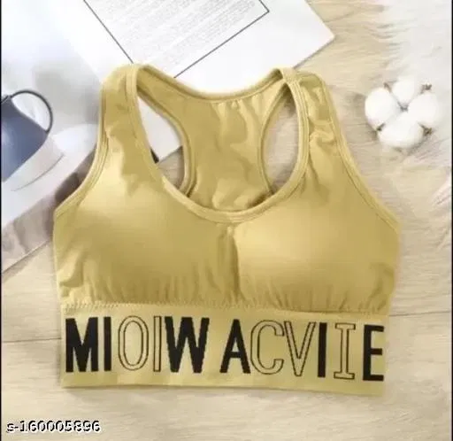 Cotton Blend Bra for Women, Yellow (32B)