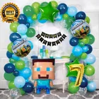 Mine Craft Theme 7th Birthday Balloon Decoration Kit For Kids, Multicolor, Pack Of 72