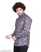 Cotton Blend Printed Short Kurta for Men, Multicolor 