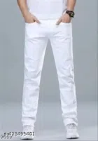 Denim Slim Fit Jeans for Men (White, 28)