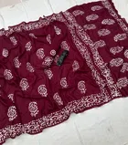 Chanderi Cotton Printed Saree for Women (Maroon, 6.3 m)