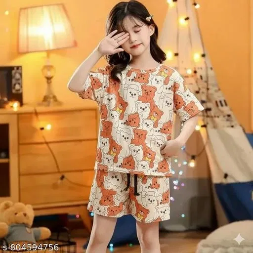 Night Suit for Girls (Cream, 11-12 Years)