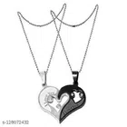 Couple Pendant with Chain (Silver & Black, Set of 2)