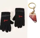 Fleece Winter Gloves with Resin Keychain for Men 