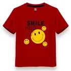 Chest Print Cotton T-Shirts for Kids, Red 