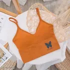 Viscose Spandex Bra for Women, Orange 