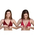Cotton Blend Solid Non-Padded Bras for Women, Pack  of 2 