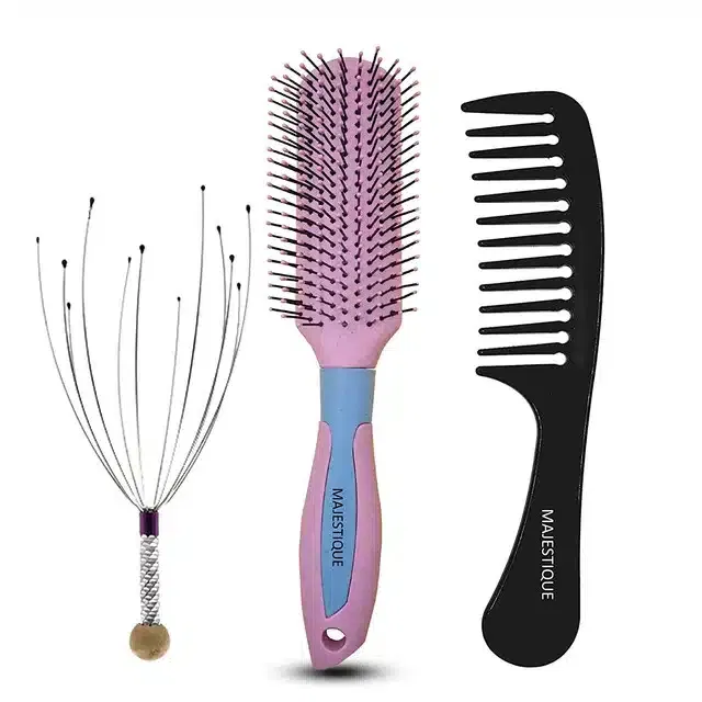 Majestique Hair Comb & Head Massager Combo (Combo of 3) (B-53)