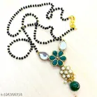 Alloy Mangalsutra With Earring for Women, Green