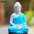 Resin Handicrafted Meditating Buddha Idol (Blue)