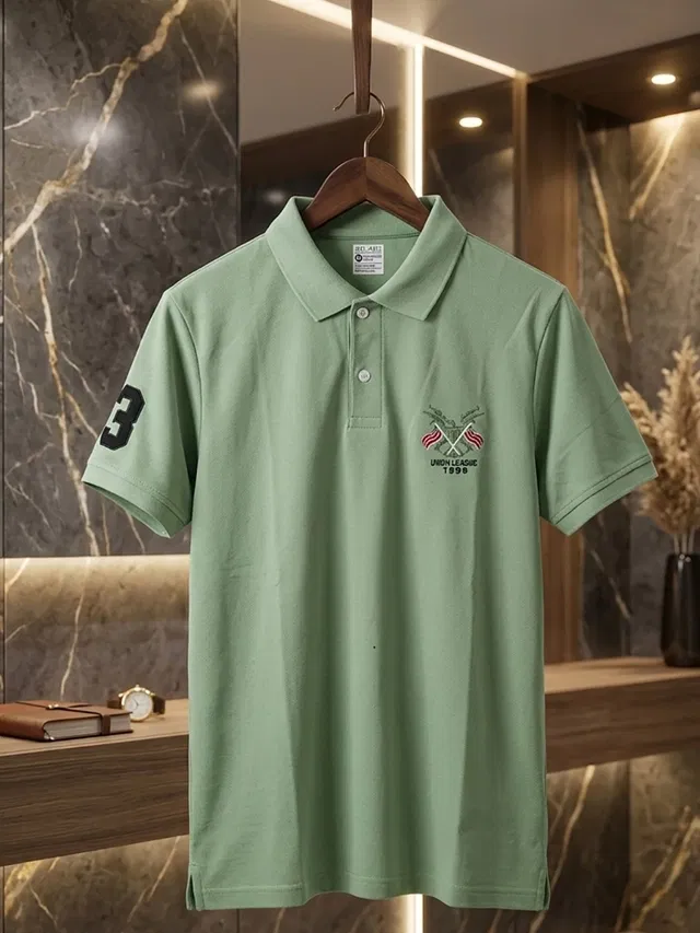 Plain Polo T-shirt for Men (Pista, L)