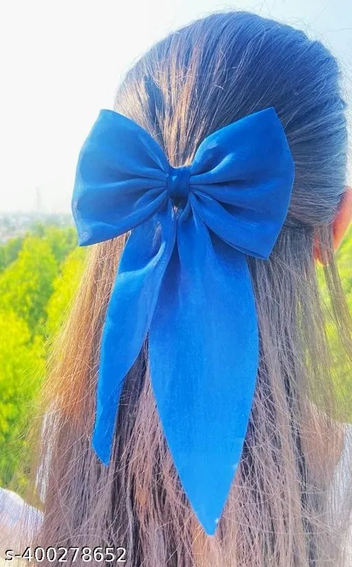 Hair Bow Clip for Women (Blue)
