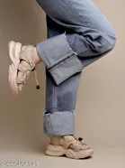 Solid Mesh Sandals for Girls 