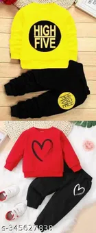 Hosiery Cotton Full Sleeves T-Shirt with Pant Clothing Set for Kids 