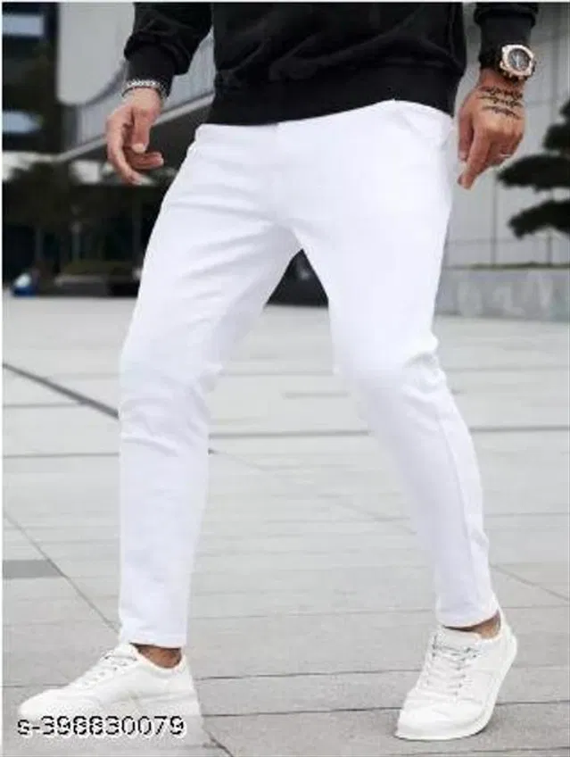 Denim Slim Fit Jeans for Men (White, 30)