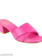 Shoetopia Red Synthetic Block Heel Square Toe Sandals 