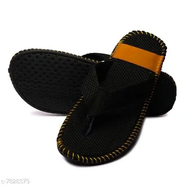 Slippers for Men (Black & Yellow, 10)