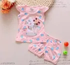 Hosiery Cotton Sleeveless Top & Bottom Clothing Set for Girls 