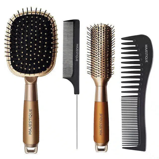 Majestique Hair Brush Set Paddle Brush Detangler,Styling Brush, Tail Comb Hair Brush for Women & Men (Combo of 4) (B-41)
