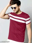 Cotton Blend T-shirt for Men, Maroon 