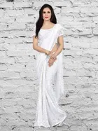 Net Solid Saree for Women 