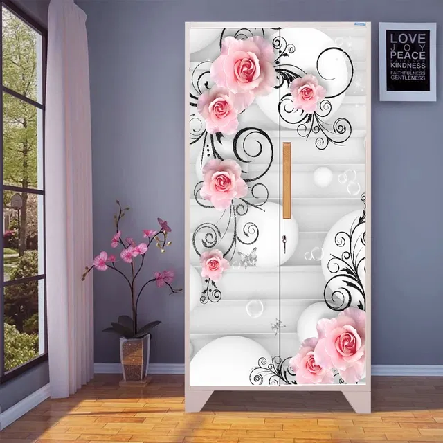 Vinyl Wallpaper Sticker for Wardrobe Door (Multicolor, 213x99 cm)