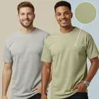 Polyester Round Neck T-shirt for Men, Multicolour, Pack of 2 