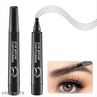 Professional 4 Micro-Fork Tip Waterproof Eyebrow Pen (Black, Pack of 1)